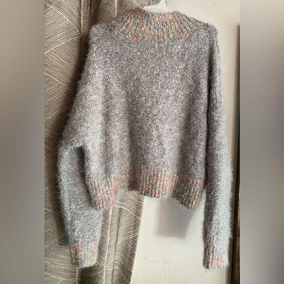Free People Sweater Women Pullover Gray Preppy Stardust Comfy Holiday Top Sz M - Picture 4 of 12